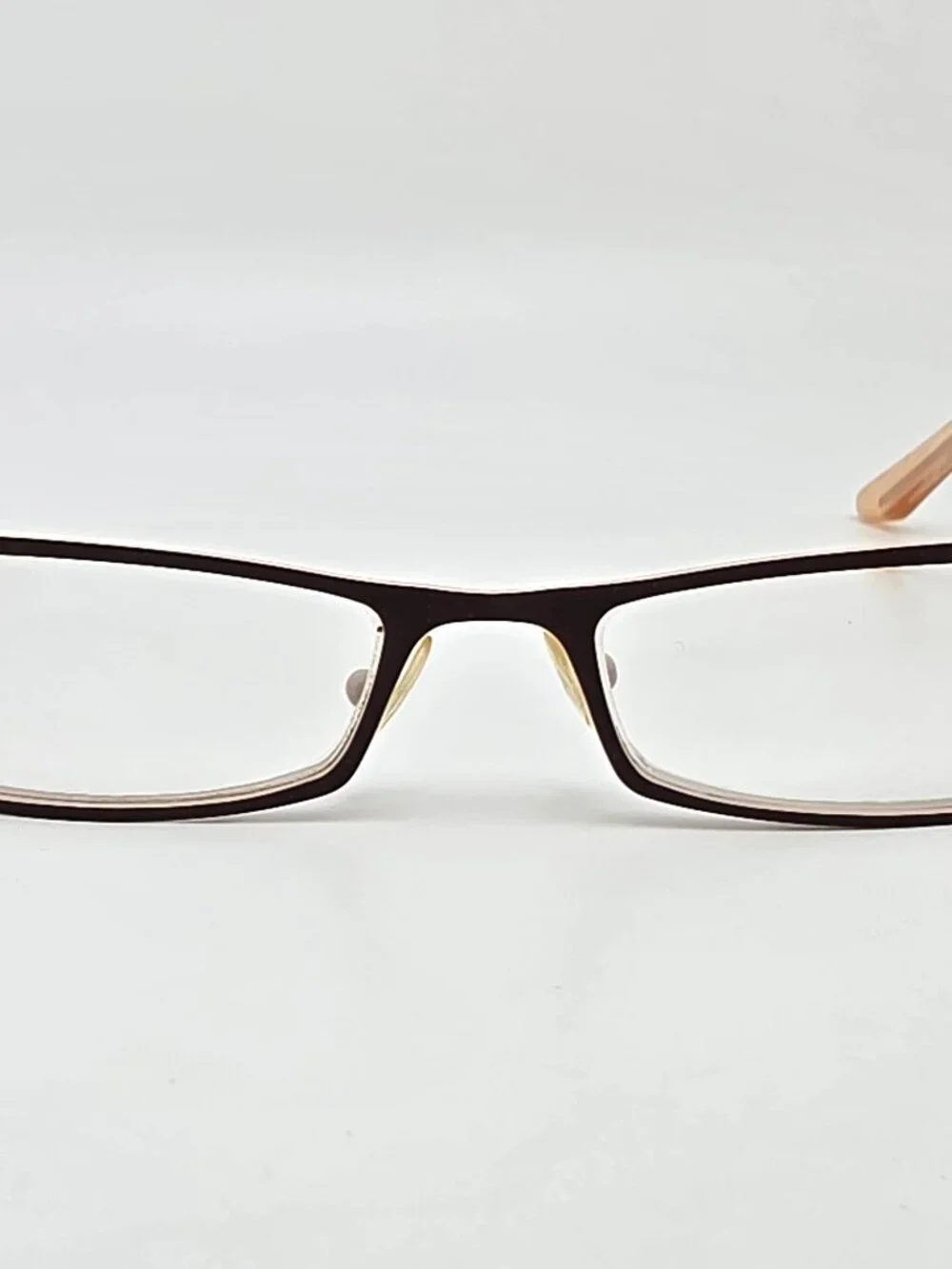 Armani Exchange AX218 Brown on Cream Rectangular Cat Eye Eyeglasses Frame w Case